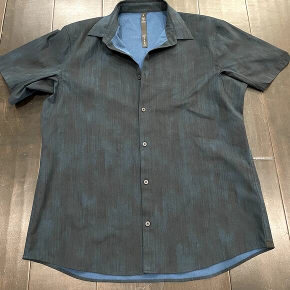 Lululemon Short Sleeve Button Down Front Tee Shirt Blue Men's Size XL - Picture 1 of 3
